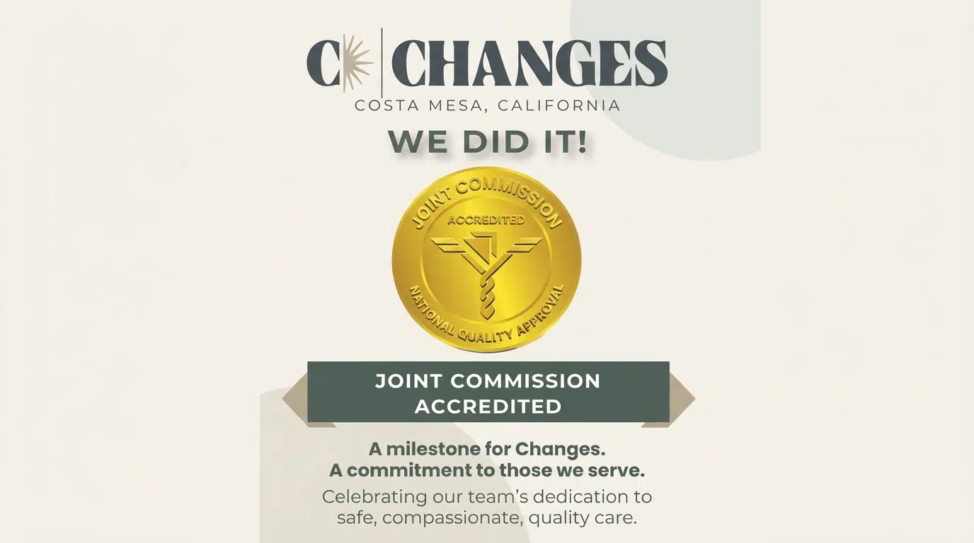 Changes Treatment Center Joint Commission accreditation announcement in Costa Mesa, California